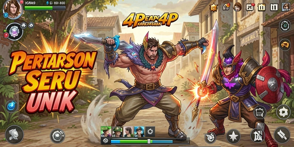 Gameplay seru di 4P4P dengan pertarungan dinamis.
