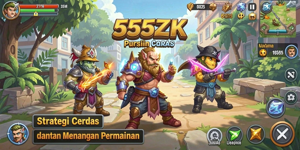 Tampak layar utama gameplay 555ZK yang strategis.