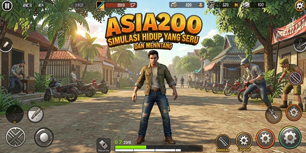 Tangkapan layar menunjukkan gameplay seru ASIA200 yang penuh warna.