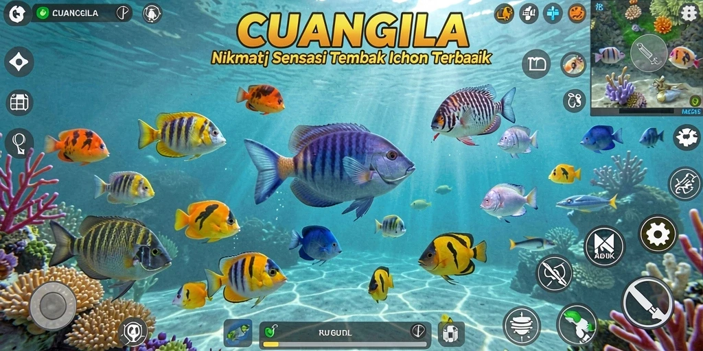 Tampilan screenshot CUANGILA menampilkan aksi menembak ikan yang seru dan menarik.