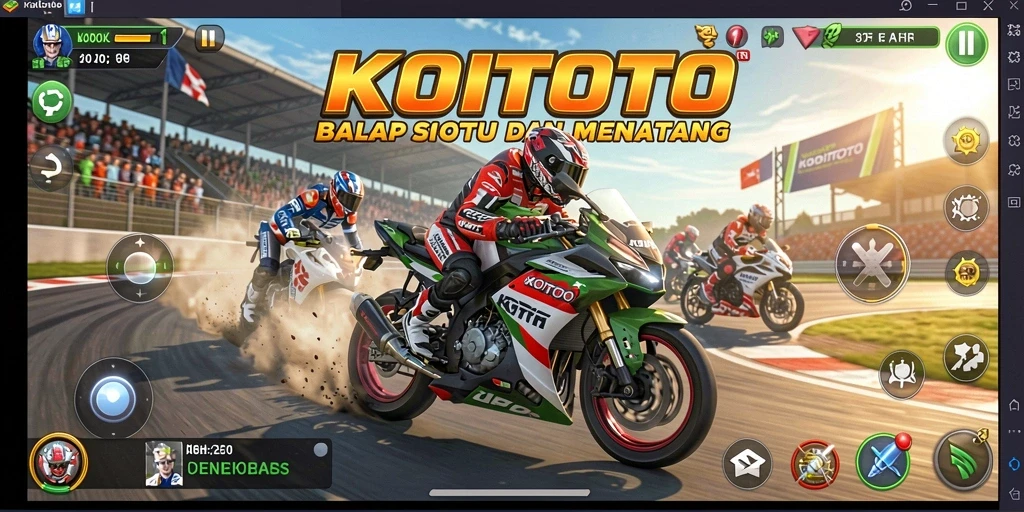 Gameplay seru KOITOTO dengan balapan motor yang mendebarkan.