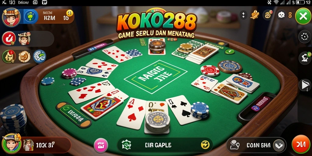 Tampilan screenshot KOKO288 dengan gameplay Gaple yang mengasyikkan.