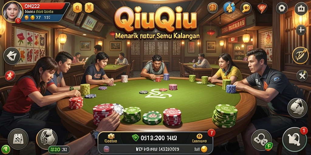 Tampilan menarik dari gameplay QiuQiu di OH222.