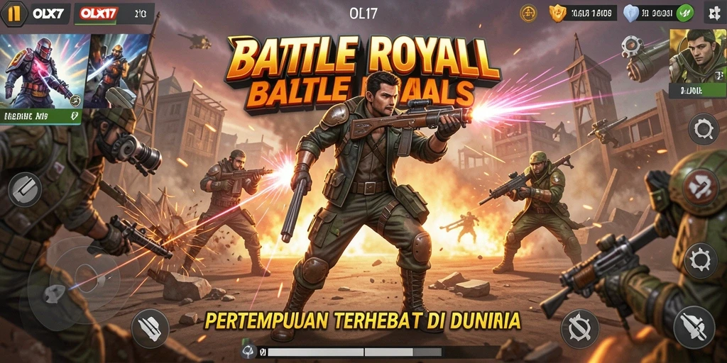 Gameplay mendebarkan OLX17 saat bertarung di arena Battle Royale.