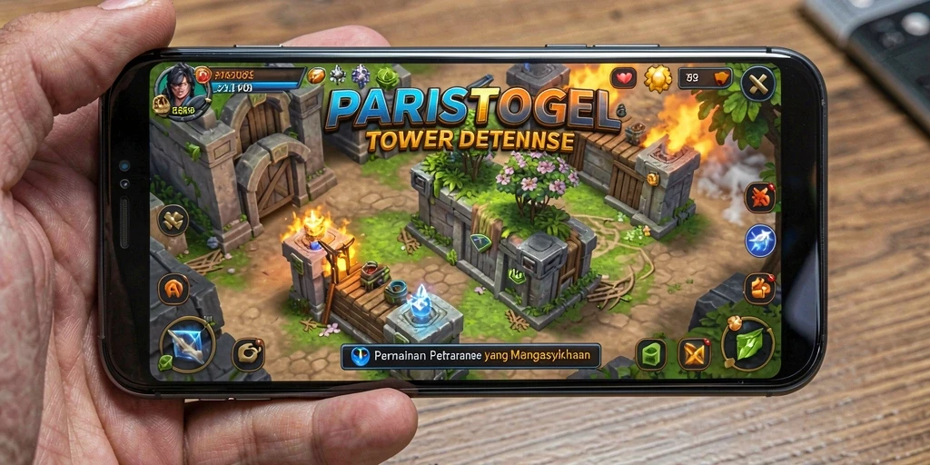 Tampilan gameplay yang mengasyikkan di PARISTOGEL dengan strategi Tower Defense.