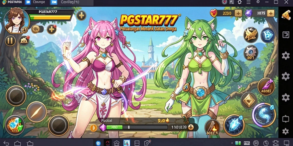 Screenshot gameplay PGSTAR777 dengan karakter anime yang penuh aksi.
