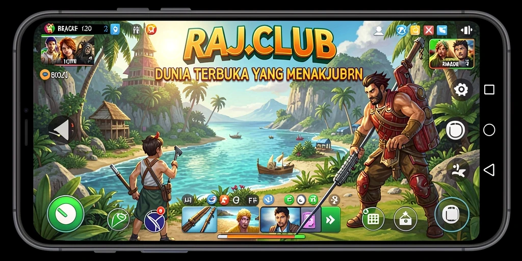 Screenshot gameplay RAJACLUB yang menampilkan dunia terbuka yang luas dan dinamis.