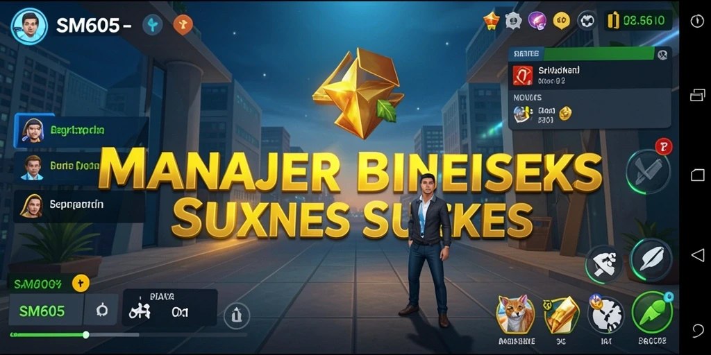 Screenshot gameplay menampilkan strategi manajemen bisnis di SM605.