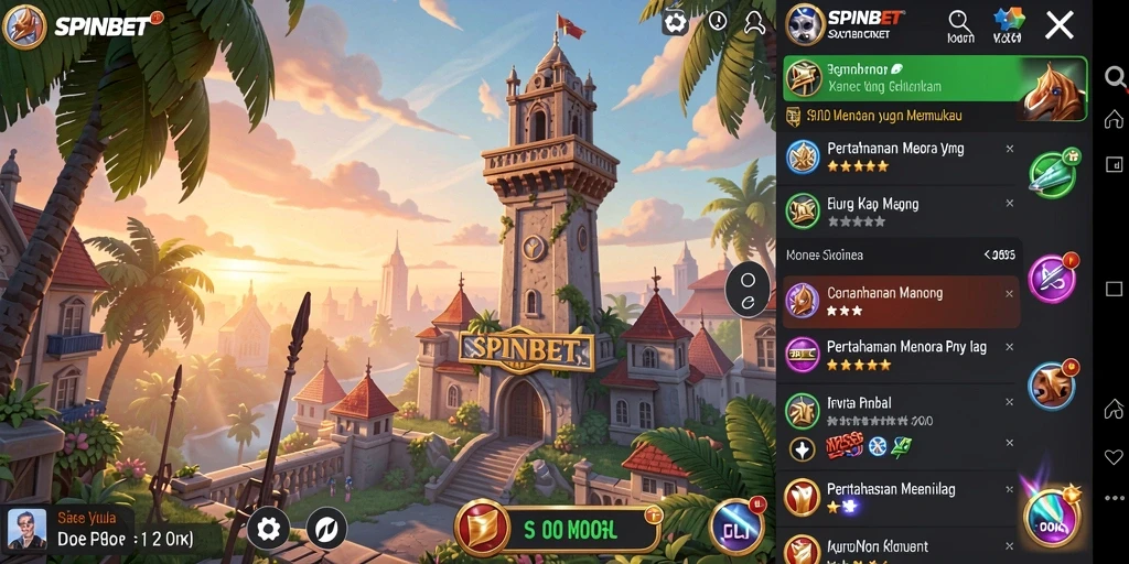 Tampilan gameplay menarik di <strong>SPINBET</strong> saat bertahan melawan serangan monster.