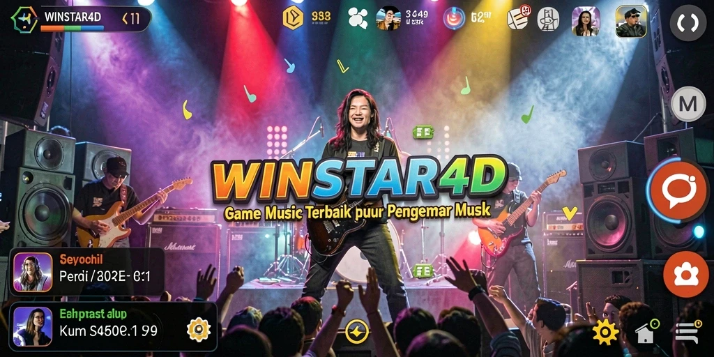 Tampilan gameplay seru di WINSTAR4D dengan berbagai pilihan lagu.