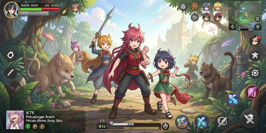 Tampilan gameplay menarik dari X78 dengan karakter anime yang dinamis.