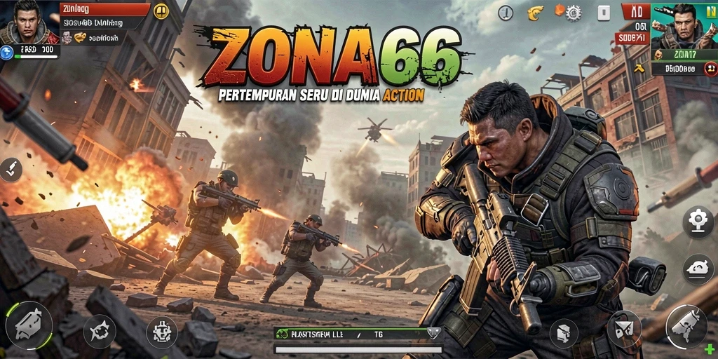 Tampilan seru gameplay <strong>ZONA66</strong> menampilkan pertempuran mendebarkan.